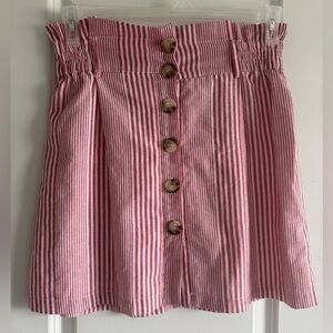 FAVLUX Red Striped Button-Down A-Line Skirt